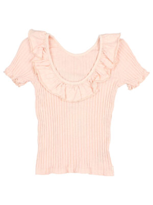 búho - Rib Collar T-Shirt - Light Pink