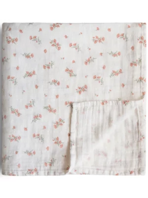 Mushie Swaddle Pink Flowers