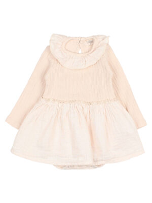 Búho Baby Lurex Combi Dress - Cream Pink