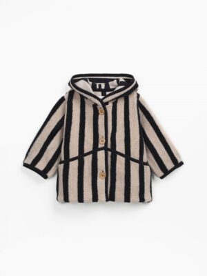 Play Up - Striped Plush Jacket - Penguin