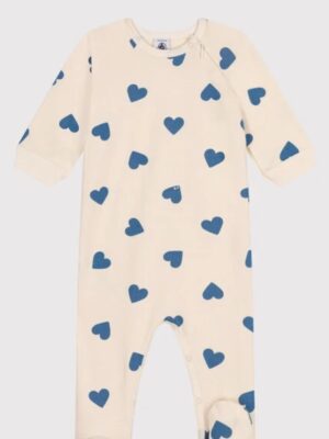 Petit Bateau - Babypyjama Geruwde Fleece Hartjesprint