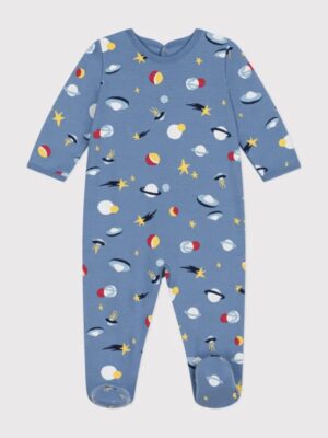 Petit Bateau - Glow In The Dark Babypyjama van geruwde fleece met ruimteprint