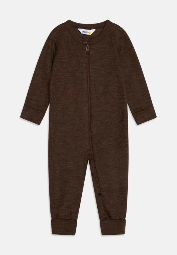 Joha - Wollen Jumpsuit met Rits & Omslag Voetjes - Dark Sesame