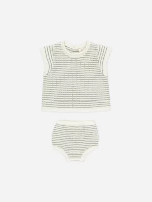 Rylee + Cru - Knit Baby Set Sage Stripe
